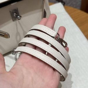 Hermes Kelly Mini 2 19CM Bag Handmade In Epsom Calfskin Leather Silver Hardware 10 Craie - Image 8