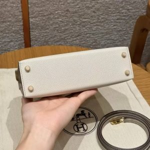Hermes Kelly Mini 2 19CM Bag Handmade In Epsom Calfskin Leather Gold Hardware 10 Craie S2 Trench - Image 21