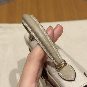 Hermes Kelly Mini 2 19CM Bag Handmade In Epsom Calfskin Leather Gold Hardware 10 Craie S2 Trench - Image 17