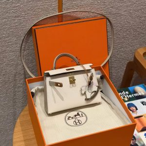 Hermes Kelly Mini 2 19CM Bag Handmade In Epsom Calfskin Leather Gold Hardware 10 Craie S2 Trench - Image 16