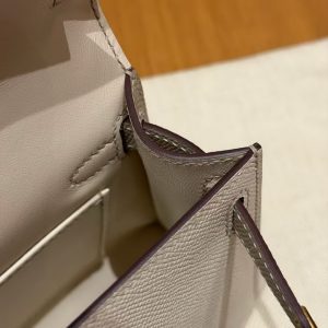Hermes Kelly Mini 2 19CM Bag Handmade In Epsom Calfskin Leather Gold Hardware 10 Craie S2 Trench - Image 8