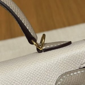 Hermes Kelly Mini 2 19CM Bag Handmade In Epsom Calfskin Leather Gold Hardware 10 Craie S2 Trench - Image 7