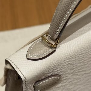 Hermes Kelly Mini 2 19CM Bag Handmade In Epsom Calfskin Leather Gold Hardware 10 Craie S2 Trench - Image 6