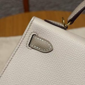 Hermes Kelly Mini 2 19CM Bag Handmade In Epsom Calfskin Leather Gold Hardware 10 Craie S2 Trench - Image 5