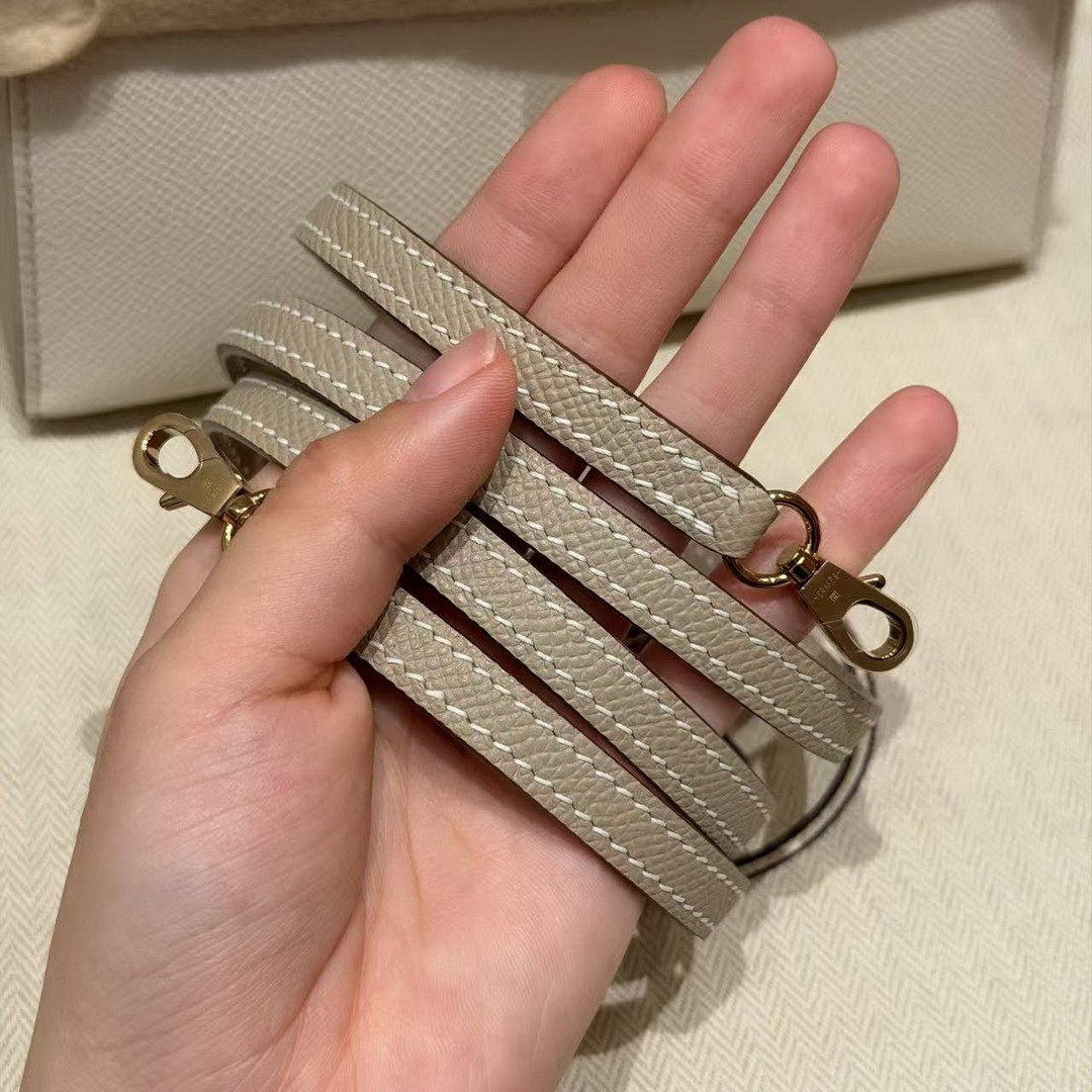 Hermes Kelly Mini 2 19CM Bag Handmade In Epsom Calfskin Leather Gold Hardware 10 Craie S2 Trench - Image 4