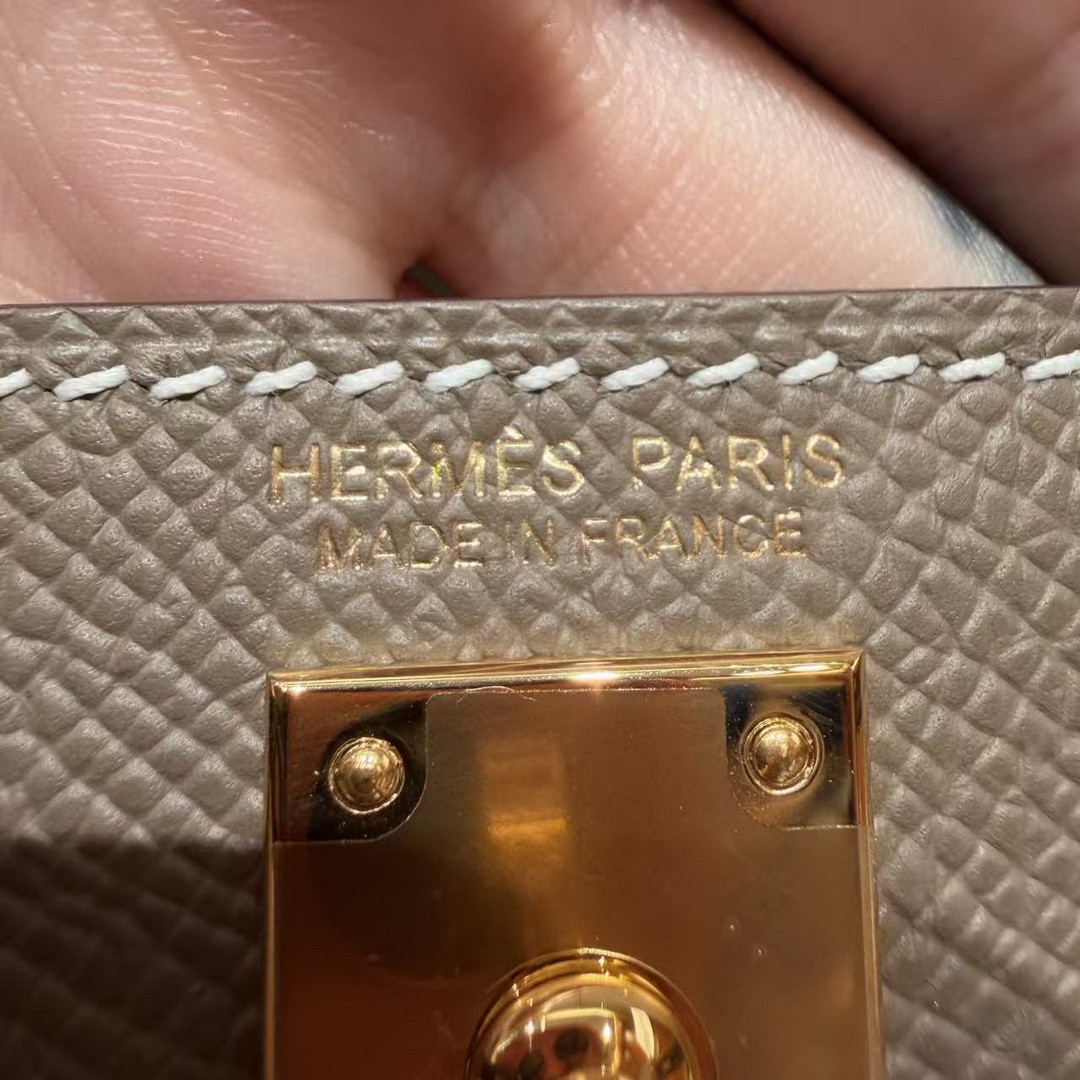 Hermes Kelly Mini 2 19CM Bag Handmade In Epsom Calfskin Leather Gold Hardware 18 Etoupe - Image 19