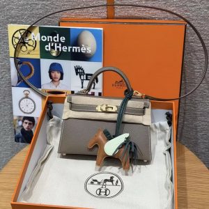 Hermes Kelly Mini 2 19CM Bag Handmade In Epsom Calfskin Leather Gold Hardware 18 Etoupe - Image 16