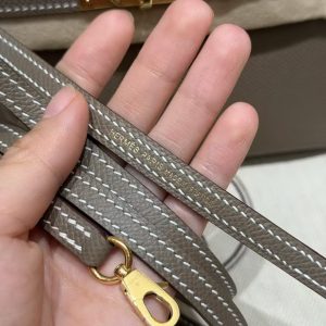 Hermes Kelly Mini 2 19CM Bag Handmade In Epsom Calfskin Leather Gold Hardware 18 Etoupe - Image 7