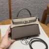Hermes Kelly Mini 2 19CM Bag Handmade In Epsom Calfskin Leather Silver Hardware 18 Etoupe