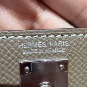 Hermes Kelly Mini 2 19CM Bag Handmade In Epsom Calfskin Leather Silver Hardware 18 Etoupe - Image 20