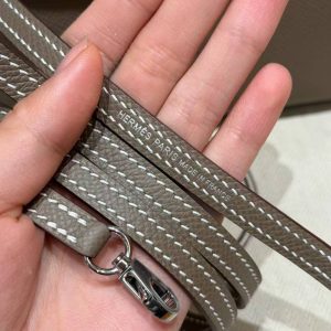 Hermes Kelly Mini 2 19CM Bag Handmade In Epsom Calfskin Leather Silver Hardware 18 Etoupe - Image 8