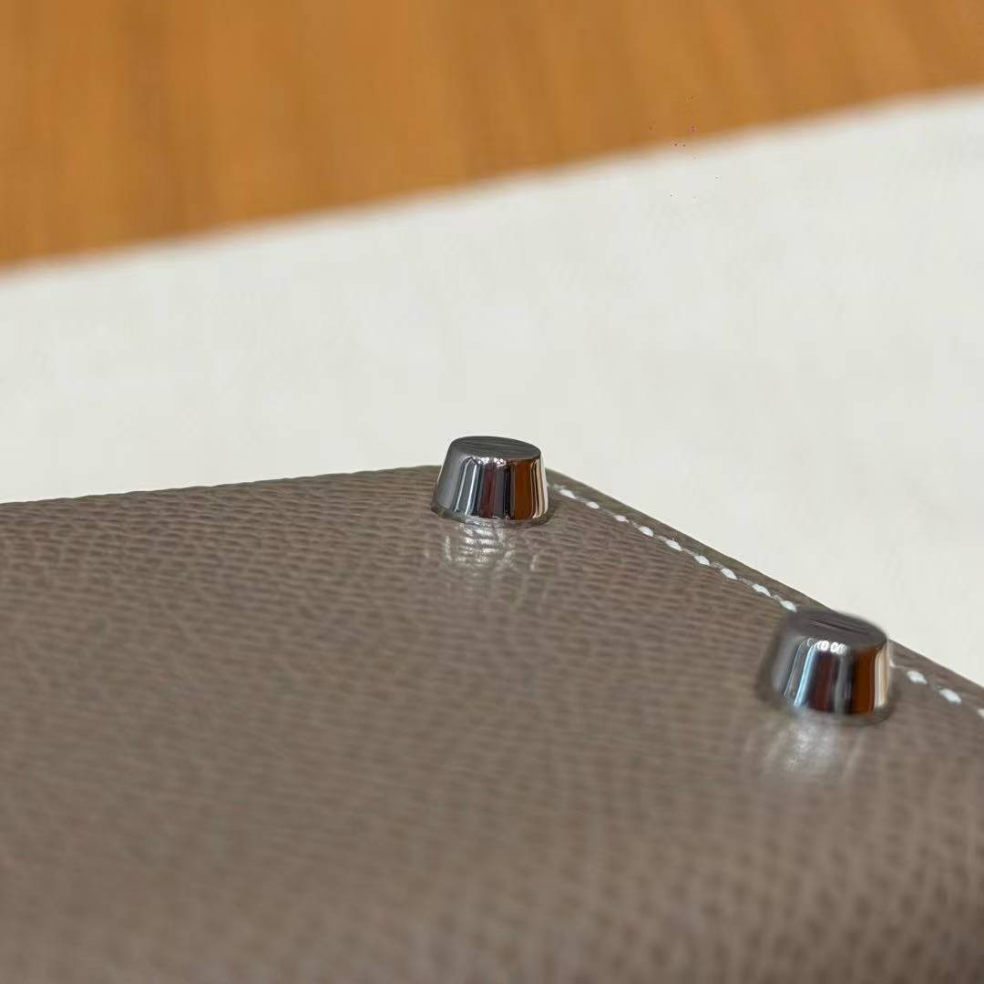 Hermes Kelly Mini 2 19CM Bag Handmade In Epsom Calfskin Leather Silver Hardware 18 Etoupe - Image 7