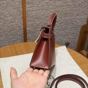 Hermes Kelly Mini 2 19CM Bag Handmade In Box Calfskin Leather Gold Hardware 36 Brique - Image 21