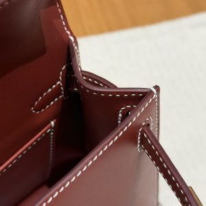 Hermes Kelly Mini 2 19CM Bag Handmade In Box Calfskin Leather Gold Hardware 36 Brique - Image 7