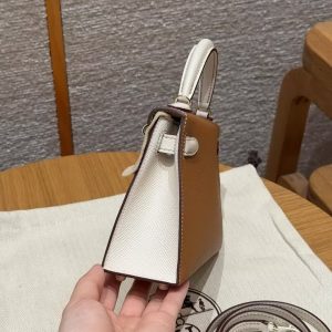 Hermes Kelly Mini 2 19CM Bag Handmade In Epsom Calfskin Leather Gold Hardware 37 Gold 10 Craie - Image 21