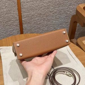 Hermes Kelly Mini 2 19CM Bag Handmade In Epsom Calfskin Leather Gold Hardware 37 Gold 10 Craie - Image 20