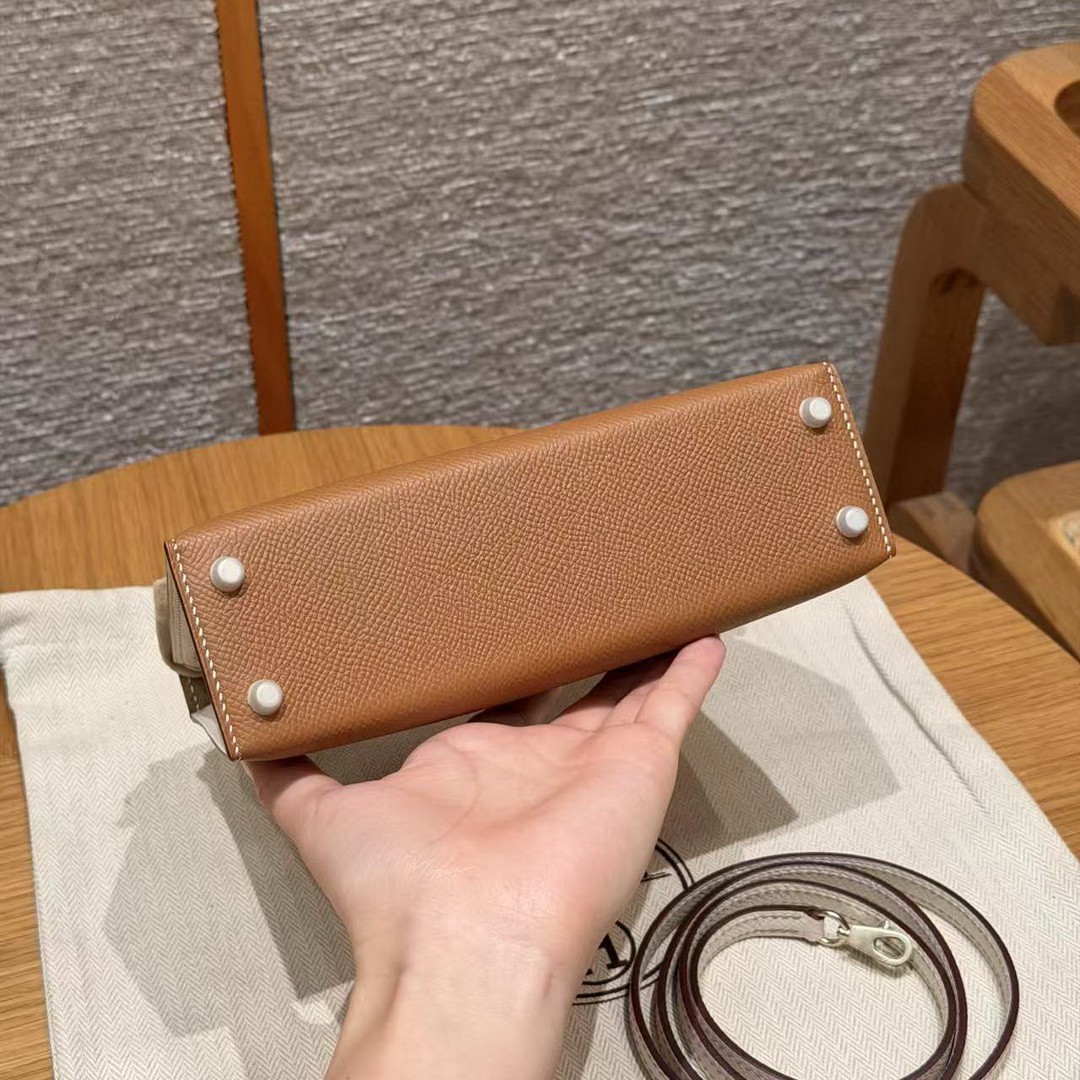 Hermes Kelly Mini 2 19CM Bag Handmade In Epsom Calfskin Leather Gold Hardware 37 Gold 10 Craie - Image 20