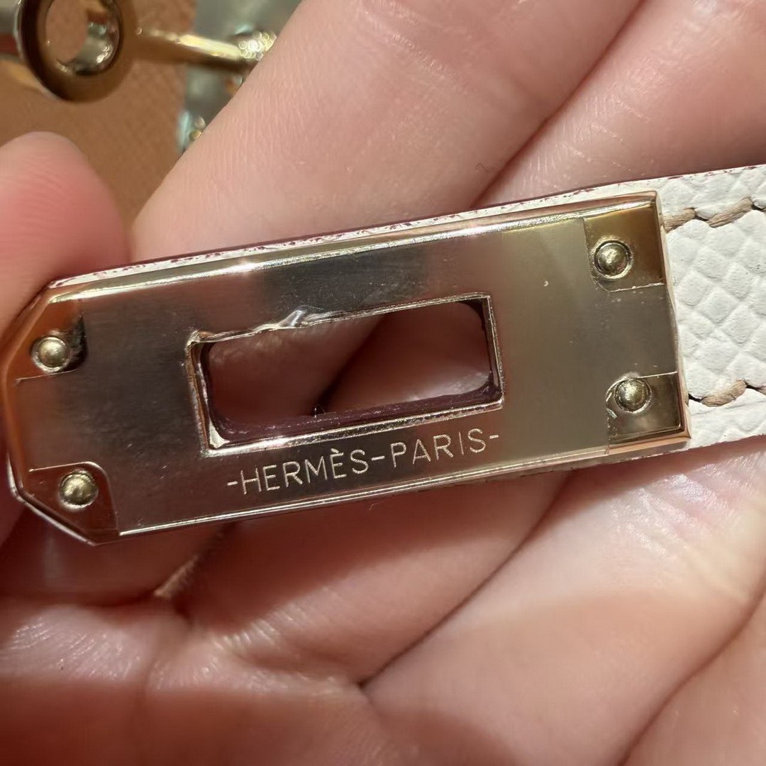 Hermes Kelly Mini 2 19CM Bag Handmade In Epsom Calfskin Leather Gold Hardware 37 Gold 10 Craie - Image 17