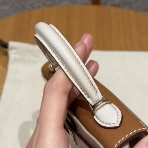 Hermes Kelly Mini 2 19CM Bag Handmade In Epsom Calfskin Leather Gold Hardware 37 Gold 10 Craie - Image 8