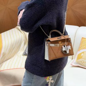 Hermes Kelly Mini 2 19CM Bag Handmade In Epsom Calfskin Leather Gold Hardware 37 Gold 10 Craie - Image 4