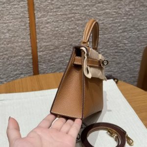 Hermes Kelly Mini 2 19CM Bag Handmade In Epsom Calfskin Leather Gold Hardware 37 Gold - Image 18