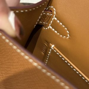 Hermes Kelly Mini 2 19CM Bag Handmade In Epsom Calfskin Leather Gold Hardware 37 Gold - Image 13