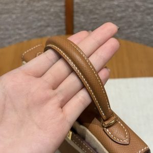 Hermes Kelly Mini 2 19CM Bag Handmade In Epsom Calfskin Leather Gold Hardware 37 Gold - Image 6
