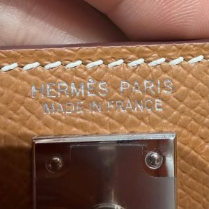 Hermes Kelly Mini 2 19CM Bag Handmade In Epsom Calfskin Leather Silver Hardware 37 Gold - Image 15