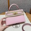 Hermes Kelly Mini 2 19CM Bag Handmade In Chèvre Calfskin Leather Gold Hardware 3Q Rose Sakura