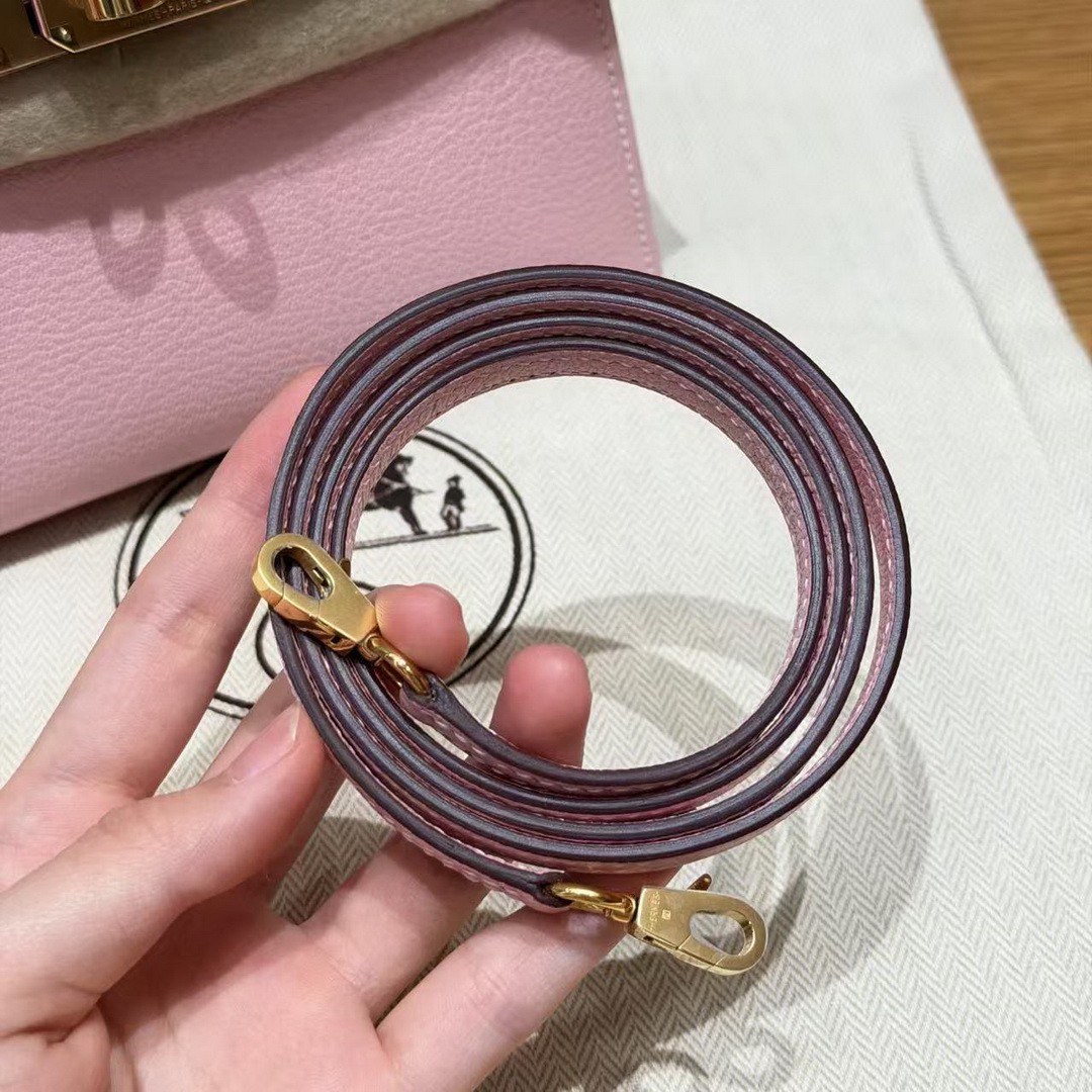 Hermes Kelly Mini 2 19CM Bag Handmade In Chèvre Calfskin Leather Gold Hardware 3Q Rose Sakura - Image 8