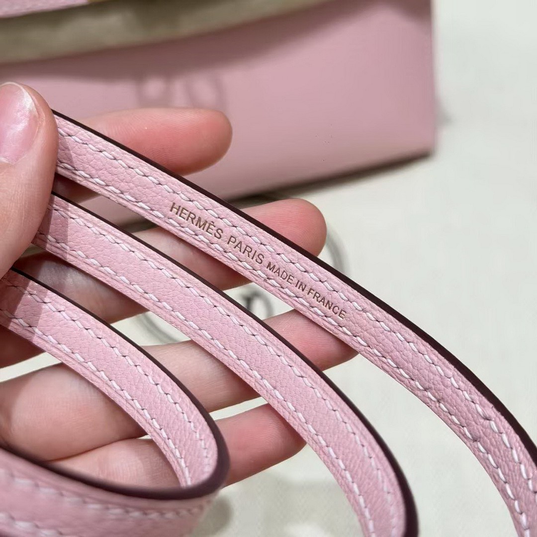 Hermes Kelly Mini 2 19CM Bag Handmade In Chèvre Calfskin Leather Gold Hardware 3Q Rose Sakura - Image 6