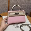 Hermes Kelly Mini 2 19CM Bag Handmade In Chèvre Calfskin Leather Silver Hardware 3Q Rose Sakura I2 Nata