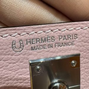 Hermes Kelly Mini 2 19CM Bag Handmade In Chèvre Calfskin Leather Silver Hardware 3Q Rose Sakura I2 Nata - Image 17
