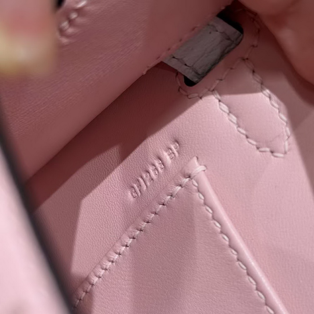 Hermes Kelly Mini 2 19CM Bag Handmade In Chèvre Calfskin Leather Gold Hardware 3Q Rose Sakura T0 Blue Brume - Image 12