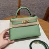Hermes Kelly Mini 2 19CM Bag Handmade In Chèvre Calfskin Leather Gold Hardware 3i Vert Criquent
