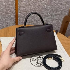 Hermes Kelly Mini 2 19CM Bag Handmade In Mademe Calfskin Leather Gold Hardware 46 Ebene - Image 22