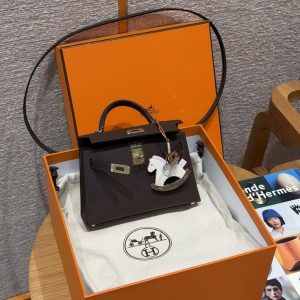 Hermes Kelly Mini 2 19CM Bag Handmade In Mademe Calfskin Leather Gold Hardware 46 Ebene - Image 17