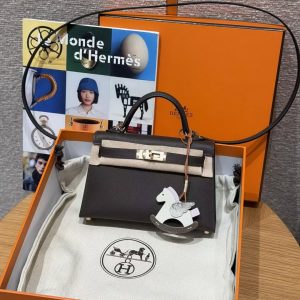 Hermes Kelly Mini 2 19CM Bag Handmade In Mademe Calfskin Leather Gold Hardware 46 Ebene - Image 16