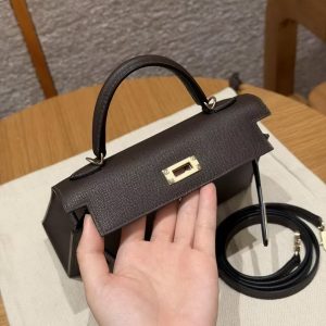 Hermes Kelly Mini 2 19CM Bag Handmade In Mademe Calfskin Leather Gold Hardware 46 Ebene - Image 12