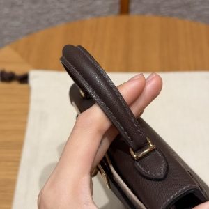 Hermes Kelly Mini 2 19CM Bag Handmade In Mademe Calfskin Leather Gold Hardware 46 Ebene - Image 9