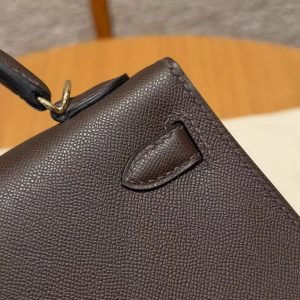 Hermes Kelly Mini 2 19CM Bag Handmade In Mademe Calfskin Leather Gold Hardware 46 Ebene - Image 7