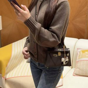 Hermes Kelly Mini 2 19CM Bag Handmade In Mademe Calfskin Leather Gold Hardware 46 Ebene - Image 5
