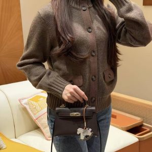 Hermes Kelly Mini 2 19CM Bag Handmade In Mademe Calfskin Leather Gold Hardware 46 Ebene - Image 3