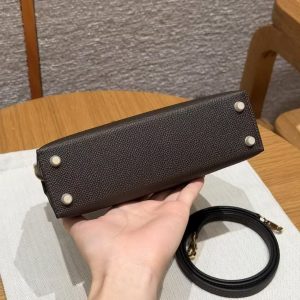Hermes Kelly Mini 2 19CM Bag Handmade In Epsom Calfskin Leather Gold Hardware 47 Chocolate - Image 23
