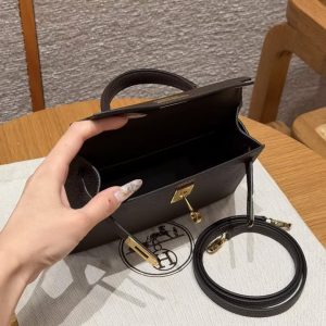 Hermes Kelly Mini 2 19CM Bag Handmade In Epsom Calfskin Leather Gold Hardware 47 Chocolate - Image 22