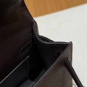 Hermes Kelly Mini 2 19CM Bag Handmade In Epsom Calfskin Leather Gold Hardware 47 Chocolate - Image 12