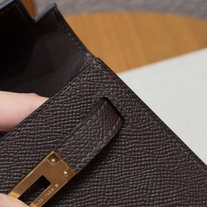 Hermes Kelly Mini 2 19CM Bag Handmade In Epsom Calfskin Leather Gold Hardware 47 Chocolate - Image 10