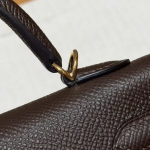 Hermes Kelly Mini 2 19CM Bag Handmade In Epsom Calfskin Leather Gold Hardware 47 Chocolate - Image 8