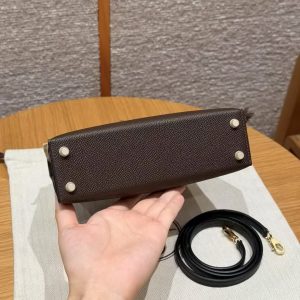 Hermes Kelly Mini 2 19CM Bag Handmade In Epsom Calfskin Leather Gold Hardware 4C Ecorce 18 Etoupe 89 Noir - Image 19
