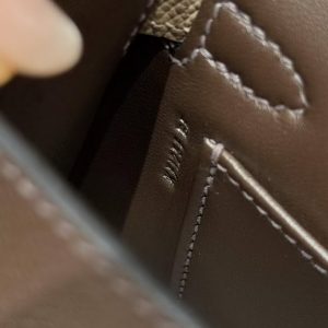 Hermes Kelly Mini 2 19CM Bag Handmade In Epsom Calfskin Leather Gold Hardware 4C Ecorce 18 Etoupe 89 Noir - Image 18